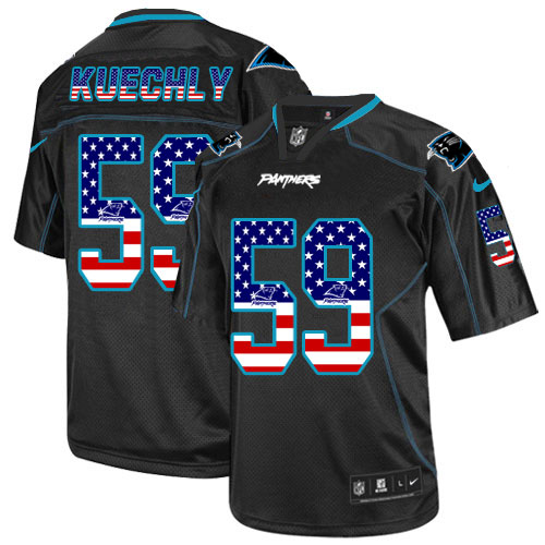 Men's Nike Carolina Panthers #59 Luke Kuechly Elite Black USA Flag Fashion NFL Jersey