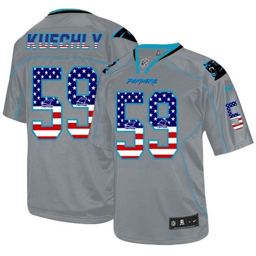 Men's Nike Carolina Panthers #59 Luke Kuechly Elite Grey USA Flag Fashion NFL Jersey