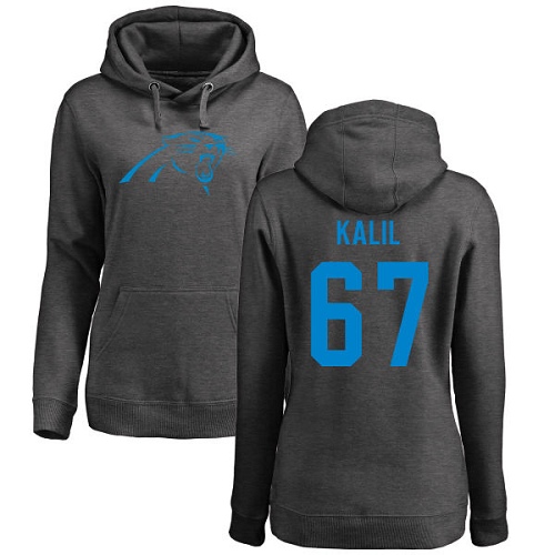 NFL Women's Nike Carolina Panthers #67 Ryan Kalil Ash One Color Pullover Hoodie