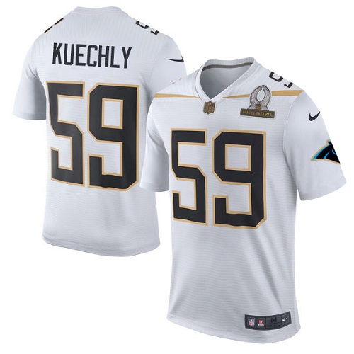 Men's Nike Carolina Panthers #59 Luke Kuechly Elite White Team Rice 2016 Pro Bowl NFL Jersey