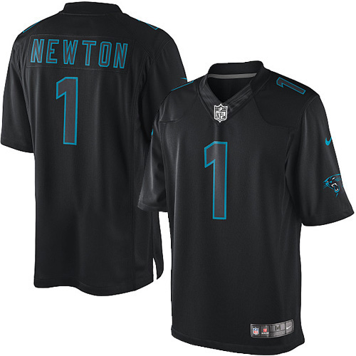 Men's Nike Carolina Panthers #1 Cam Newton Limited Black Impact NFL Jersey