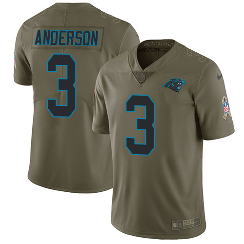 Men's Nike Carolina Panthers #3 Derek Anderson Limited Olive 2017 Salute to Service NFL Jersey