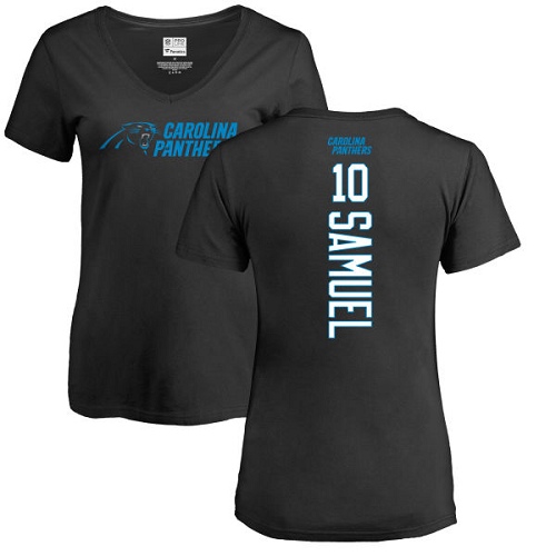 NFL Women's Nike Carolina Panthers #10 Curtis Samuel Black Backer T-Shirt