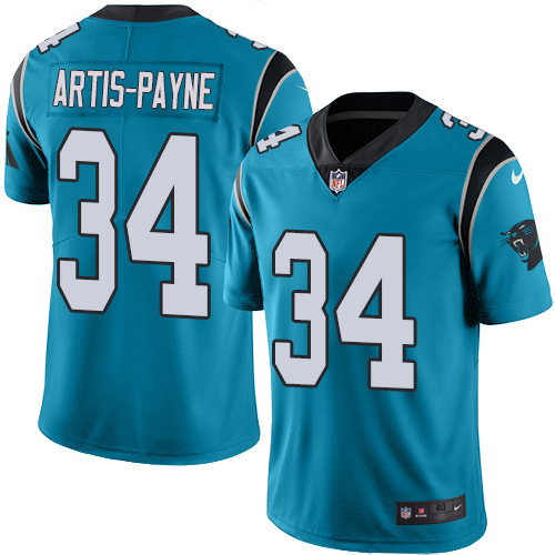 Men's Nike Carolina Panthers #34 Cameron Artis-Payne Elite Blue Rush Vapor Untouchable NFL Jersey