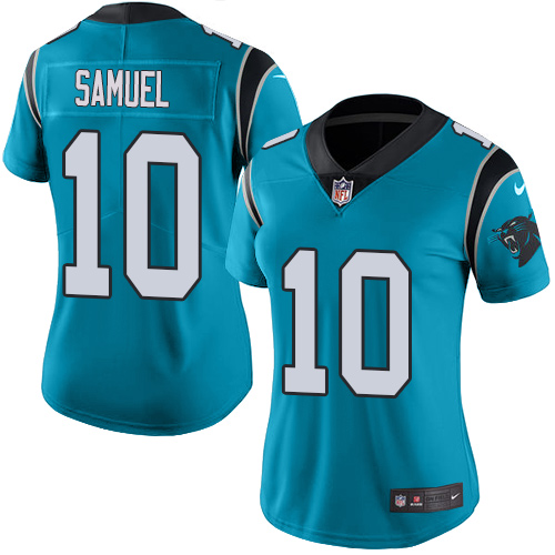 Women's Nike Carolina Panthers #10 Curtis Samuel Limited Blue Rush Vapor Untouchable NFL Jersey