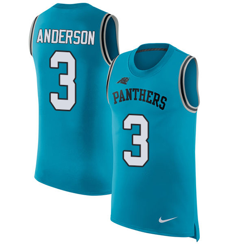 Men's Nike Carolina Panthers #3 Derek Anderson Blue Rush Player Name & Number Tank Top NFL Jersey