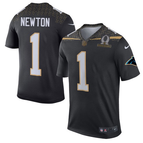 Men's Nike Carolina Panthers #1 Cam Newton Elite Black Team Irvin 2016 Pro Bowl NFL Jersey