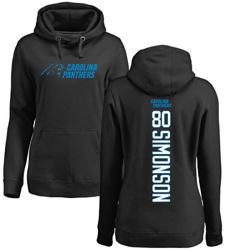 NFL Women's Nike Carolina Panthers #80 Scott Simonson Black Backer Pullover Hoodie