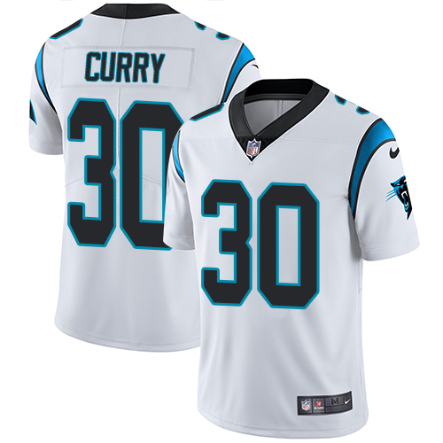 Men's Nike Carolina Panthers #30 Stephen Curry White Vapor Untouchable Limited Player NFL Jersey