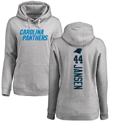 NFL Women's Nike Carolina Panthers #44 J.J. Jansen Ash Backer Pullover Hoodie