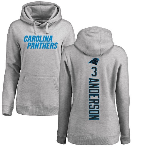 NFL Women's Nike Carolina Panthers #3 Derek Anderson Ash Backer Pullover Hoodie