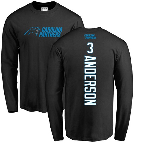 NFL Nike Carolina Panthers #3 Derek Anderson Black Backer Long Sleeve T-Shirt