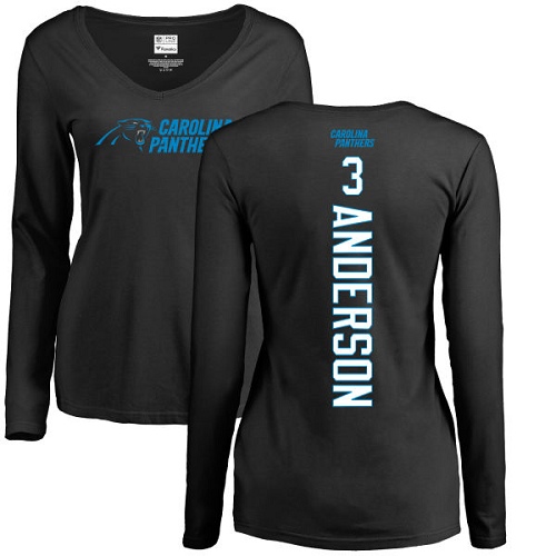 NFL Women's Nike Carolina Panthers #3 Derek Anderson Black Backer Slim Fit Long Sleeve T-Shirt