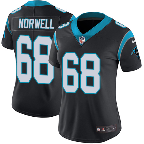 Women's Nike Carolina Panthers #68 Andrew Norwell Black Team Color Vapor Untouchable Elite Player NFL Jersey