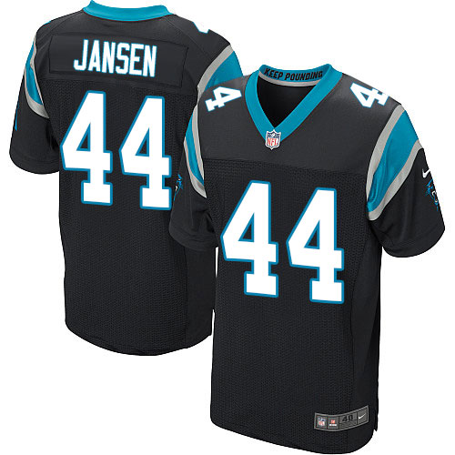 Men's Nike Carolina Panthers #44 J.J. Jansen Elite Black Team Color NFL Jersey