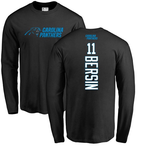 NFL Nike Carolina Panthers #11 Brenton Bersin Black Backer Long Sleeve T-Shirt