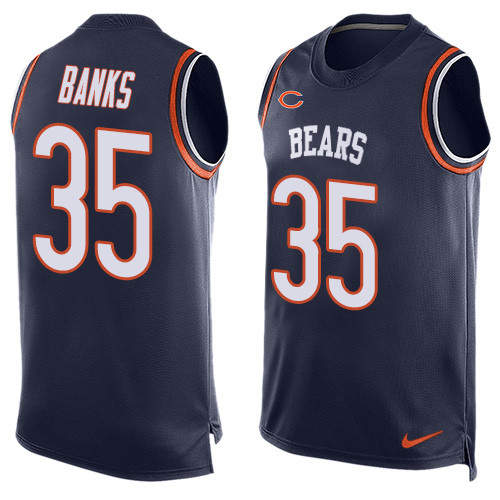 Men's Nike Chicago Bears #35 Johnthan Banks Limited Navy Blue Player Name & Number Tank Top NFL Jersey
