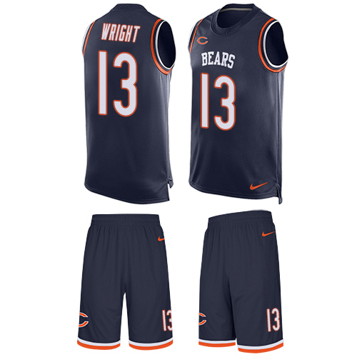 Men's Nike Chicago Bears #13 Kendall Wright Limited Navy Blue Tank Top Suit NFL Jersey