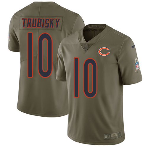 Men's Nike Chicago Bears #10 Mitchell Trubisky Limited Olive 2017 Salute to Service NFL Jersey