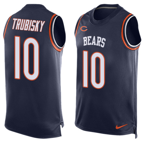 Men's Nike Chicago Bears #10 Mitchell Trubisky Limited Navy Blue Player Name & Number Tank Top NFL Jersey