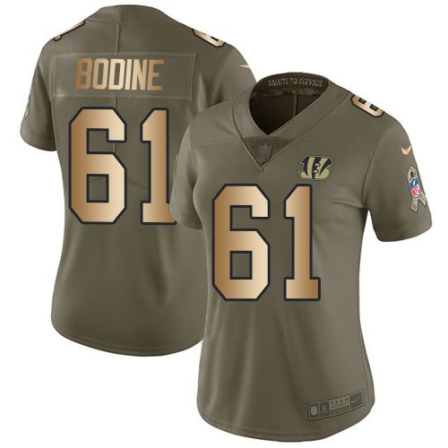 Women's Nike Cincinnati Bengals #61 Russell Bodine Limited Olive/Gold 2017 Salute to Service NFL Jersey