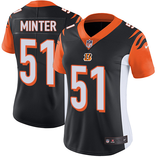 Women's Nike Cincinnati Bengals #51 Kevin Minter Black Team Color Vapor Untouchable Limited Player NFL Jersey