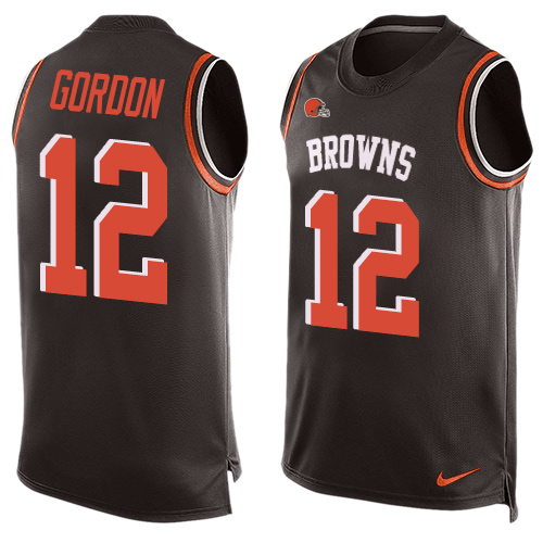 Men's Nike Cleveland Browns #12 Josh Gordon Limited Brown Player Name & Number Tank Top NFL Jersey