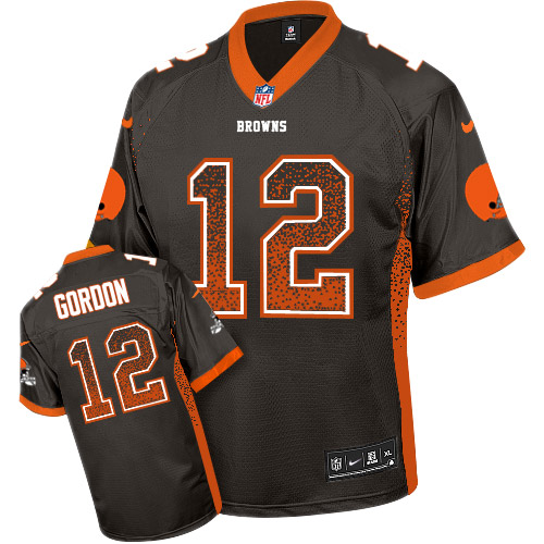 Men's Nike Cleveland Browns #12 Josh Gordon Elite Brown Drift Fashion NFL Jersey