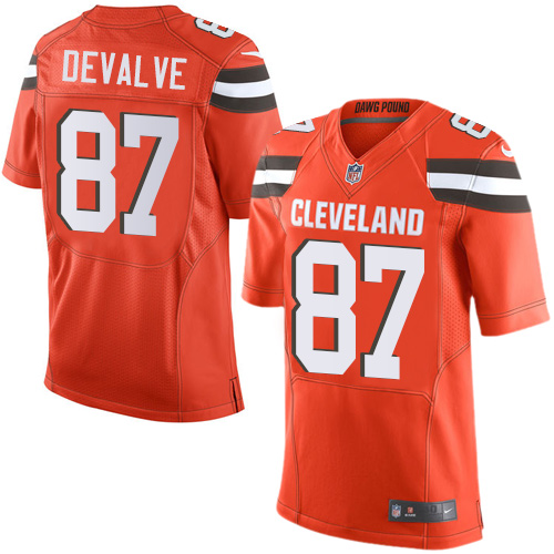 Men's Nike Cleveland Browns #87 Seth DeValve Elite Orange Alternate NFL Jersey