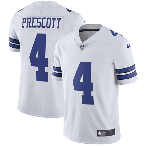 Men's Nike Dallas Cowboys #4 Dak Prescott White Vapor Untouchable Limited Player NFL Jersey