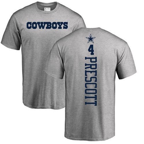 NFL Nike Dallas Cowboys #4 Dak Prescott Ash Backer T-Shirt