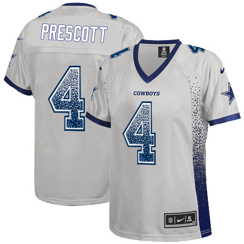 Women's Nike Dallas Cowboys #4 Dak Prescott Elite Grey Drift Fashion NFL Jersey