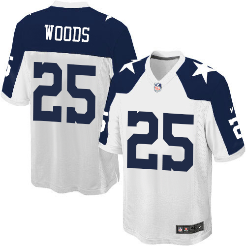 Men's Nike Dallas Cowboys #25 Xavier Woods Game White Throwback Alternate NFL Jersey
