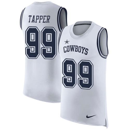 Men's Nike Dallas Cowboys #99 Charles Tapper White Rush Player Name & Number Tank Top NFL Jersey