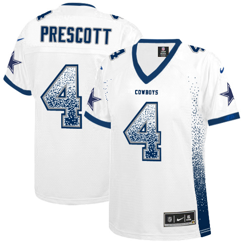 Women's Nike Dallas Cowboys #4 Dak Prescott Elite White Drift Fashion NFL Jersey