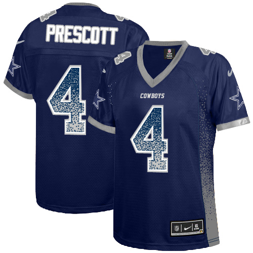 Women's Nike Dallas Cowboys #4 Dak Prescott Elite Navy Blue Drift Fashion NFL Jersey
