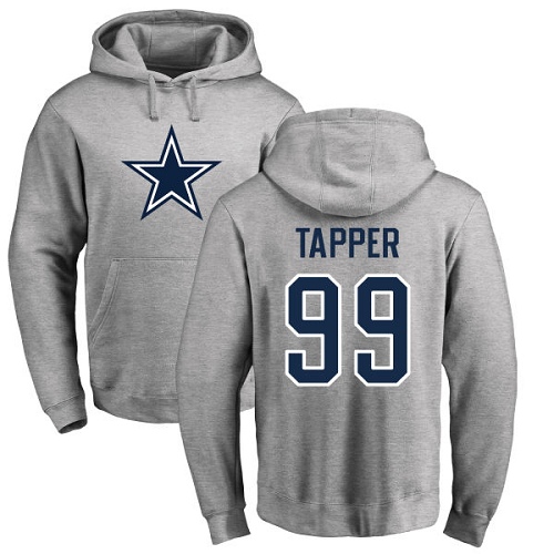 NFL Nike Dallas Cowboys #99 Charles Tapper Ash Name & Number Logo Pullover Hoodie