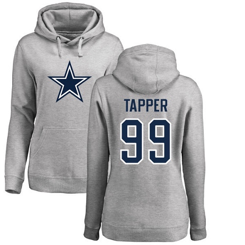 NFL Women's Nike Dallas Cowboys #99 Charles Tapper Ash Name & Number Logo Pullover Hoodie