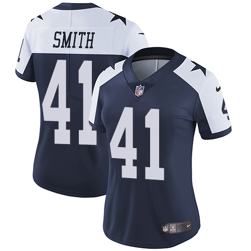 Women's Nike Dallas Cowboys #41 Keith Smith Navy Blue Throwback Alternate Vapor Untouchable Elite Player NFL Jersey