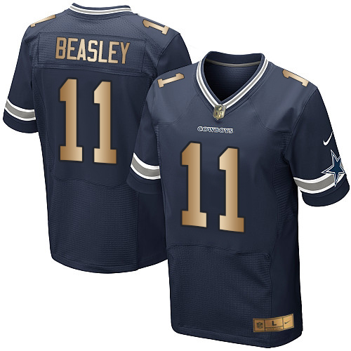 Men's Nike Dallas Cowboys #11 Cole Beasley Elite Navy/Gold Team Color NFL Jersey