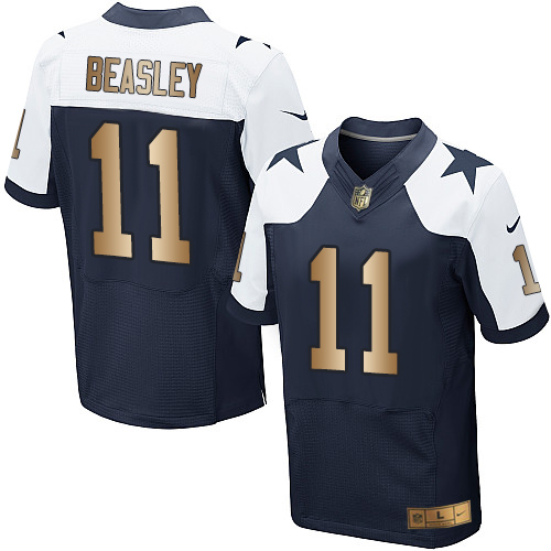 Men's Nike Dallas Cowboys #11 Cole Beasley Elite Navy/Gold Throwback Alternate NFL Jersey