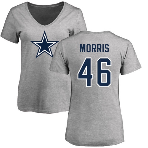 NFL Women's Nike Dallas Cowboys #46 Alfred Morris Ash Name & Number Logo Slim Fit T-Shirt