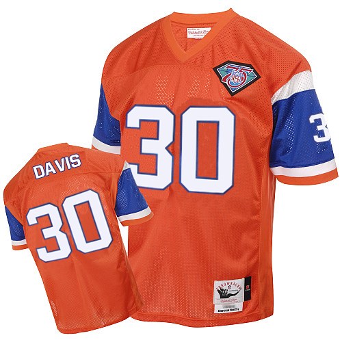 Mitchell And Ness Denver Broncos #30 Terrell Davis Orange Authentic Throwback NFL Jersey