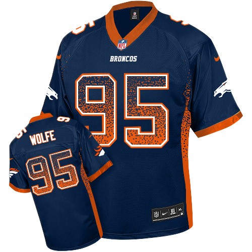 Men's Nike Denver Broncos #95 Derek Wolfe Elite Navy Blue Drift Fashion NFL Jersey