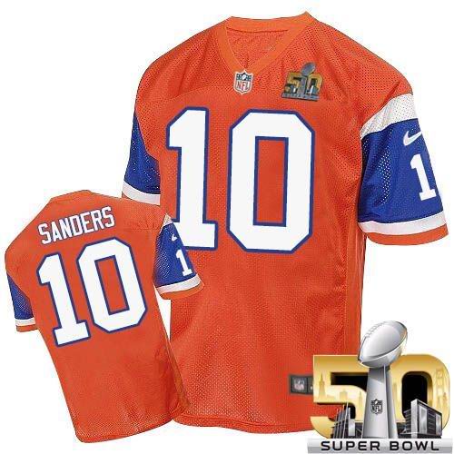 Men's Nike Denver Broncos #10 Emmanuel Sanders Elite Orange Throwback Super Bowl 50 Bound NFL Jersey