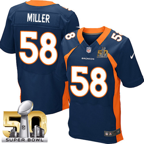 Men's Nike Denver Broncos #58 Von Miller Elite Navy Blue Alternate Super Bowl 50 Bound NFL Jersey