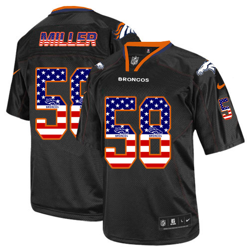 Men's Nike Denver Broncos #58 Von Miller Elite Black USA Flag Fashion NFL Jersey