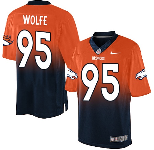 Men's Nike Denver Broncos #95 Derek Wolfe Elite Orange/Navy Fadeaway NFL Jersey