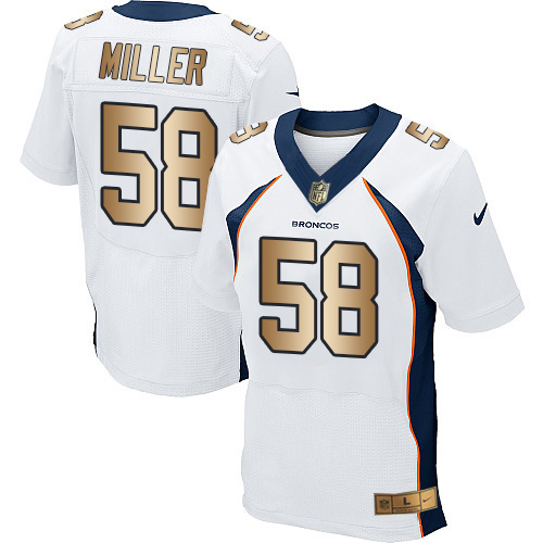 Men's Nike Denver Broncos #58 Von Miller Elite White/Gold NFL Jersey