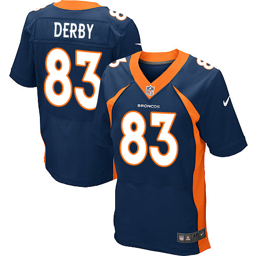 Men's Nike Denver Broncos #83 A.J. Derby Elite Navy Blue Alternate NFL Jersey